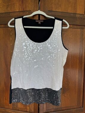 Dana Buchman Sequin Colorblock Sleeveless Tank Top - Size L